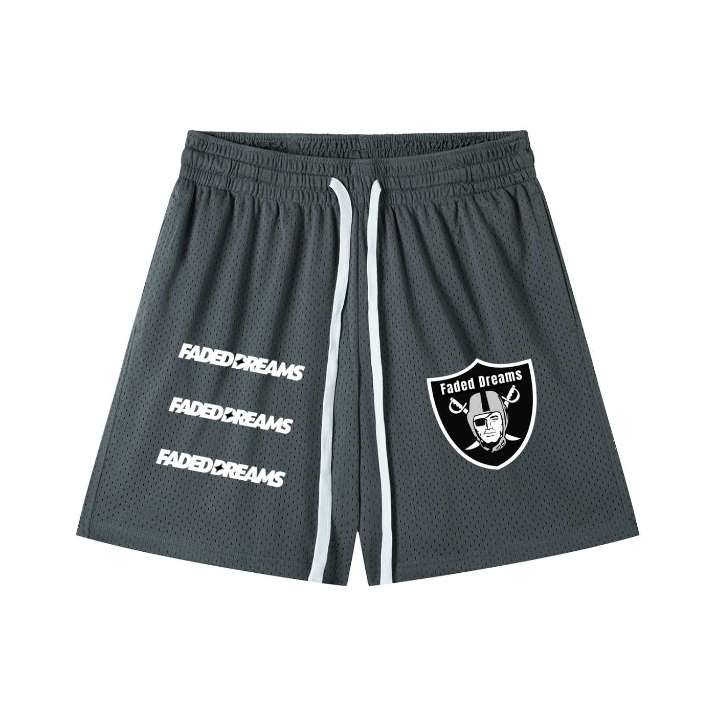 Faded Dreams Skull and Shield Mesh shorts