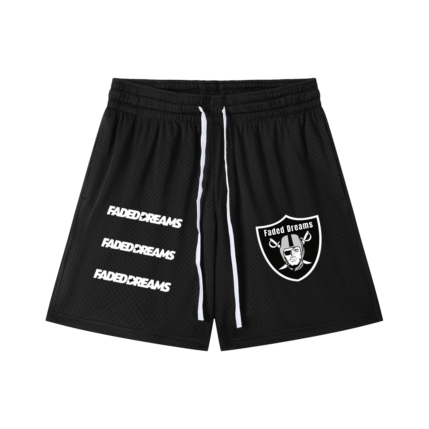 Faded Dreams Skull and Shield Mesh shorts