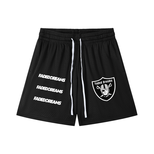 Faded Dreams Skull and Shield Mesh shorts